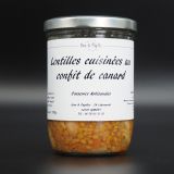 Lentilles cuisinées au confit de canard
